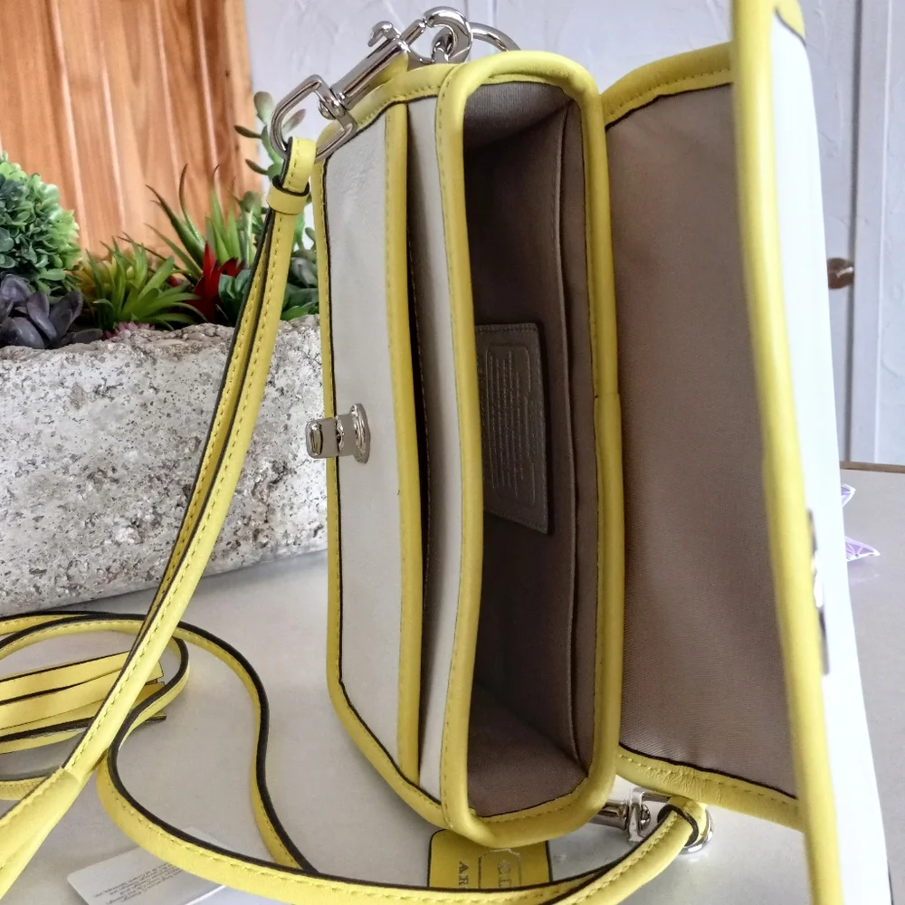 Coach Legacy Archival Two Tone Leather Penny, Shoulder Bag (Citrine/ Parchment)
